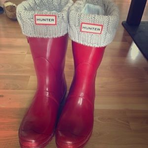 Hunter rain boots Red with boot socks